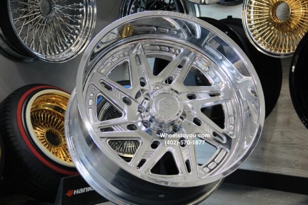 New Set (4) 26x12" Forgiato Lazzate Polished Forged Billet 8x165mm aka 8x6.5" -44 Offset Deep Dish Wheels Set (4) Chevy Dodge Ram 2500 3500 8 lug Trucks