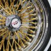 New Set (4) 14x7" Genuine Dayton 70 Spoke Direct Bolt 24kt Gold Stainless Spokes and nipples 5x4.75" aka 5x120.7mm bolt pattern Wheel & 175-70-14 White wall Tire Package Complete Set (4) with Lugs & Washers - Image 6