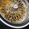 New Set (4) 14x7" Genuine Dayton 70 Spoke Direct Bolt 24kt Gold Stainless Spokes and nipples 5x4.75" aka 5x120.7mm bolt pattern Wheel & 175-70-14 White wall Tire Package Complete Set (4) with Lugs & Washers - Image 7