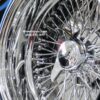 New Set (4) 17x9" CROSS LACE DEEP DISH ALL CHROME 72 SPOKE KNOCKOFF WIRE WHEELS & BLUE-WALL LOW PROFILE 205-45-17 TIRES SET (4) COMPLETE - Image 3