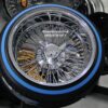 New Set (4) 17x9" CROSS LACE DEEP DISH ALL CHROME 72 SPOKE KNOCKOFF WIRE WHEELS & BLUE-WALL LOW PROFILE 205-45-17 TIRES SET (4) COMPLETE - Image 6