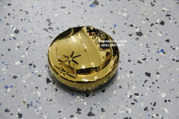 HEXAGON GOLD KNOCKOFF CAP UPGRADE fits 13-22" Size Wire Wheels Four (4) ONLY VALID FOR WHEEL ORDERS!