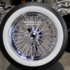 New Set (4) Cross Lace 72 Spoke 18" Chrome Knockoff Wire Wheels and Genuine Wide Whitewall 225-50-18 Tire Package Complete Set of four (4) with Hardware ready to install Cadillac Buick Olds Chevy Pontiac Lincoln REAR WHEEL DRIVE - Image 2