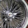 New Set (4) Cross Lace 72 Spoke 18" Chrome Knockoff Wire Wheels and Genuine Vogue 235-50-18 Whitewall / RED Stripe Tire Package Complete Set of four (4) with Hardware ready to install - Image 3