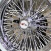 New Set (4) Cross Lace 72 Spoke 18" Chrome Knockoff Wire Wheels and Genuine Vogue 235-50-18 Whitewall / RED Stripe Tire Package Complete Set of four (4) with Hardware ready to install - Image 5