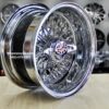 New Set (4) Genuine Dayton Stamped 13x7" Deep Dish 72 Spoke Cross Lace Stainless & Chrome Lowrider Knockoff Wire Wheels Set of four (4) with Hardware Choice - Image 3