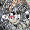 New Set (4) Genuine Dayton Stamped 13x7" Deep Dish 72 Spoke Cross Lace Stainless & Chrome Lowrider Knockoff Wire Wheels Set of four (4) with Hardware Choice - Image 12