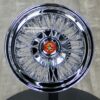 New Set (4) Cadillac 15" 72 Spoke Double Cross Chrome Rear Wheel Drive True Knockoff Wire Wheels Standard Rear Wheel Drive Complete With Hardware & Caddy Medallions - Image 2