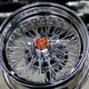 New Set (4) Cadillac 15" 72 Spoke Double Cross Chrome Rear Wheel Drive True Knockoff Wire Wheels Standard Rear Wheel Drive Complete With Hardware & Caddy Medallions - Image 8