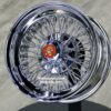 New Set (4) Cadillac 15" 72 Spoke Double Cross Chrome Rear Wheel Drive True Knockoff Wire Wheels Standard Rear Wheel Drive Complete With Hardware & Caddy Medallions - Image 3