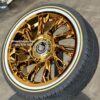 New Set (4) 20" Gold Cadillac Big Cap Floating Wheels and Vogue Whitewall / Yellow Stripe Tire Complete Package Set (4)  Fit Cadillac ATS, CT5, CT6, CTS, DTS, DTX, DEVILLE, STS, SEVILLE, ELDORADO, XTS - Image 2