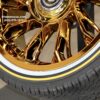 New Set (4) 20" Gold Cadillac Big Cap Floating Wheels and Vogue Whitewall / Yellow Stripe Tire Complete Package Set (4)  Fit Cadillac ATS, CT5, CT6, CTS, DTS, DTX, DEVILLE, STS, SEVILLE, ELDORADO, XTS - Image 3