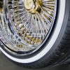 New Set (4) 17 X 9" Triple Gold & Chrome Deep Dish Reverse 100 Spoke Knockoff Wire Wheels With Low Profile True Whitewall Tires and Hardware - Image 9