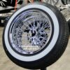 New Set (4) 15x8" CROSS LACE DEEP DISH ALL CHROME 72 SPOKE KNOCKOFF WIRE WHEELS & 1.75" WIDE WHITEWALL TIRES SET (4) COMPLETE - Image 3