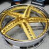 New Set (4) 26" Amani Forged "Monero" Billet Staggered Directional Brushed Gold & Chrome USA MADE Wheels 5x5" Bolt pattern (5x127mm) Set (4) Fit Chevy Chevrolet Caprice Impala Buick Oldsmobile Donk Bubble C10 Jeep Durango ETC - Image 4