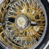 New Set (4) 13x7" 24kt Gold Spokes & Hub with Chrome Lip 72 Spoke Cross Lace Wire Spoke Wheel & Whitewall Lowrider Tire Knockoff Package Complete Set (4) with Chrome Locking Knockoff - Image 4