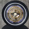 New Set (4) 13x7" 24kt Gold Spokes & Hub with Chrome Lip 72 Spoke Cross Lace Wire Spoke Wheel & Whitewall Lowrider Tire Knockoff Package Complete Set (4) with Chrome Locking Knockoff - Image 2