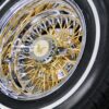 New Set (4) 13x7" 24kt Gold Spokes & Hub with Chrome Lip 72 Spoke Cross Lace Wire Spoke Wheel & Whitewall Lowrider Tire Knockoff Package Complete Set (4) with Chrome Locking Knockoff - Image 9