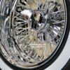 New Set (4) 15x8" CROSS LACE DEEP DISH ALL CHROME 72 SPOKE KNOCKOFF WIRE WHEELS & 1.75" WIDE WHITEWALL TIRES SET (4) COMPLETE - Image 5