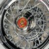 New Set (4) 16" Classic Cadillac 52 Spoke Chrome Cross Lace Direct Bolt 5 lug Wire Wheels & Vogue Whitewall / Yellow Gold Stripe Tires Set 5x4.5 5x4.75 5x5 Fit RWD Deville Seville Fleetwood Brougham etc - Image 5