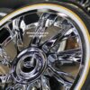 New Set (4) 22" Chrome Impala Big Cap Floating Wheels and 265-35-22 Vogue Whitewall / Yellow Stripe Tire Complete Package Set (4) - Image 4