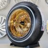 New Set (4) 13" ALL GOLD 72 Spoke True Knockoff Deep Dish Wire Spoke Wheels & Whitewall 155-80-13 Tires Complete set four (4) With Hardware Lowrider, Classic, Hopper, Show Car - Image 6