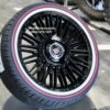 New Set (4) 20" Cadillac Big Cap Floating Black Wheels and Vogue Whitewall / Red Stripe Tire Complete Package Set (4)  Fit Cadillac ATS, CTS, DTS, DEVILLE, STS, ELDORADO and More models - Image 2