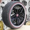 New Set (4) 20" Cadillac Split Star Gloss Black Wheels and 245-40-20 Vogue Whitewall / Red Stripe Tire Complete Package Set (4)  Fit ATS, AT4, CT4, Deville, DTS, DTX Seville, STS Select Models - Image 2