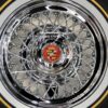 New Set (4) 16" Classic Cadillac 52 Spoke Chrome Cross Lace Direct Bolt 5 lug Wire Wheels & Vogue Whitewall / Yellow Gold Stripe Tires Set 5x4.5 5x4.75 5x5 Fit RWD Deville Seville Fleetwood Brougham etc - Image 10