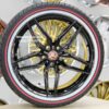 New Set (4) 20" Cadillac Split Star Gloss Black Wheels and 245-40-20 Vogue Whitewall / Red Stripe Tire Complete Package Set (4)  Fit ATS, AT4, CT4, Deville, DTS, DTX Seville, STS Select Models - Image 4