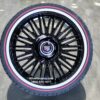 New Set (4) 20" Cadillac Big Cap Floating Black Wheels and Vogue Whitewall / Red Stripe Tire Complete Package Set (4)  Fit Cadillac ATS, CTS, DTS, DEVILLE, STS, ELDORADO and More models - Image 3