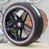 New Set (4) 20" Cadillac Split Star Gloss Black Wheels and 245-40-20 Vogue Whitewall / Red Stripe Tire Complete Package Set (4)  Fit ATS, AT4, CT4, Deville, DTS, DTX Seville, STS Select Models - Image 6