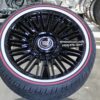 New Set (4) 20" Cadillac Big Cap Floating Black Wheels and Vogue Whitewall / Red Stripe Tire Complete Package Set (4)  Fit Cadillac ATS, CTS, DTS, DEVILLE, STS, ELDORADO and More models - Image 4