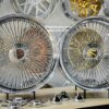 New Set (4) 24" GENUINE DAYTON STAGGERED OFFSET 144 SPOKE CHROME KNOCKOFF WIRE WHEELS SET WITH CHOICE OF HARDWARE - Image 8