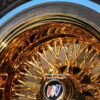 New Set (4) 14x7" ALL GOLD 72 Spoke Cross lace True Knockoff Deep Dish Wire Spoke Wheels & 175-70-14 True Blue-Wall Radial Tires Complete set four (4) Lowrider, Classic, Hopper, Show Car - Image 6