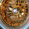 New Set (4) 14x7" ALL GOLD 72 Spoke Cross lace True Knockoff Deep Dish Wire Spoke Wheels & 175-70-14 True Blue-Wall Radial Tires Complete set four (4) Lowrider, Classic, Hopper, Show Car - Image 3