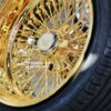 New Set (4) 17 X 9" ALL 24KT GOLD DEEP DISH 72 CROSS LACE SPOKE KNOCKOFF WIRE WHEELS & Low Profile Tires SET (4) WITH HARDWARE - Image 8