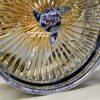 New Set (4) 22" GENUINE DAYTON STAGGERED 144 SPOKE 24kt GOLD & CHROME KNOCKOFF WIRE WHEELS SET WITH CHOICE OF HARDWARE - Image 8