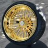 New Set (4) 17 X 9" ALL 24KT GOLD DEEP DISH 72 CROSS LACE SPOKE KNOCKOFF WIRE WHEELS & Low Profile Tires SET (4) WITH HARDWARE - Image 6