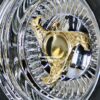 New Old Stock Set (4) 13x7" 80 Spoke All Chrome 4 lug Direct Bolt Reverse Deep Dish Wire Spoke Wheels & BF Goodrich 175-50-13 Euro T/A Tire Package Complete Show Car Package Lowrider Euro Honda Acura Nissan ETC - Image 7