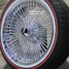 New Set (4) 20x8" Front Wheel Drive All Chrome 150 Spoke Knockoff Wire Wheels & Genuine Vogue Whitewall Red Stripe 245-40-20 Tires Complete Set of four (4) with Installation Hardware - Image 5