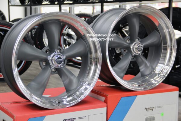 New Set (4) 20" American Racing Torque Thrust Staggered 20x8 & 20x10" 5x4.75 Classic GM CHEVY Fitment Gray milled lip