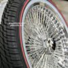 New Set (4) 20x8" Front Wheel Drive All Chrome 150 Spoke Knockoff Wire Wheels & Genuine Vogue Whitewall Red Stripe 245-40-20 Tires Complete Set of four (4) with Installation Hardware - Image 6