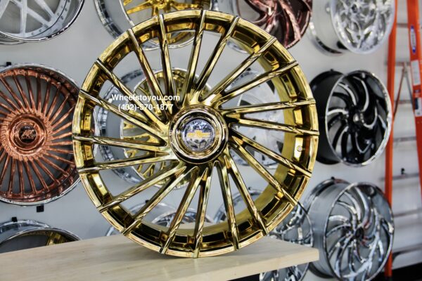 New Set (4) Gold Lexani "Wraith" 28" Wheels 6x135 6x5.5" 6x139.7mm Bolt pattern Set (4) Fit Chevy Chevrolet Silverado Tahoe GMC Yukon Sierra Suburban Denali Cadillac Escalade & More