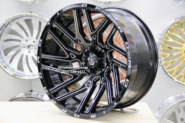 New Set (4) 24x12" TIS 544BM Offroad Gloss Black & Milled 6x135mm 6x.5" 6x139.7mm Bolt Patterns Concave Wheels Ford Dodge Chevy GMC Ram Toyota Nissan