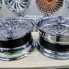 New Set (4) 18x9" Stagggered Genuine Dayton Stamped Serialized Deep Dish 100 Spoke Triple Cross Lace Stainless & Chrome Lowrider Knockoff Wire Wheels Set of four (4) with Hardware - Image 13