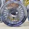 New Set (4) 18x9" Stagggered Genuine Dayton Stamped Serialized Deep Dish 100 Spoke Triple Cross Lace Stainless & Chrome Lowrider Knockoff Wire Wheels Set of four (4) with Hardware - Image 5