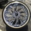 New Set (4) 22" Lincoln Chrome Floating Cap Wheels and 265-35-22 Vogue Whitewall / Yellow Stripe Tire Complete Package Set (4) Fit Classic And Modern Lincoln Contact US PRIOR TO PURCHASE - Image 2