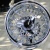 New Set (4) 13x7" Deep Dish 58 Spoke Triple Cross Lace Chrome Lowrider Knockoff Wire Wheels Set of four (4) with 3 Wing Hardware Choice - Image 3