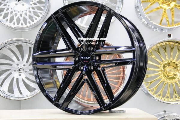 New Set (4) 26" Cadillac GMC Chevy Giovanna Koko "Vetse" Gloss Black Wheels 6x139.7 aka 6x5.5" Bolt Pattern Fit Tahoe Sierra Yukon Escalade ESV EXT ETC